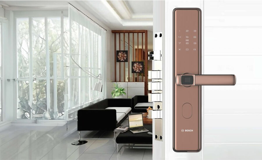 Khóa vân tay cửa gỗ tay gạt Bosch ID30 EU App Wifi