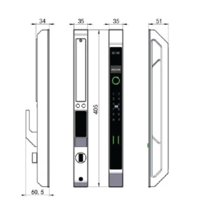 Khoá điện tử cửa nhôm Hubert HB CNI7 EU Khoa dien tu Hubert HB CNI7 EU Black. 2