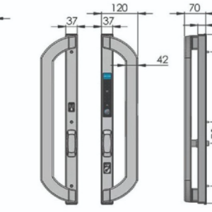 Khoá điện tử cửa nhôm Hubert HB CNI8 EU Black, hình ảnh mô tả kích thước