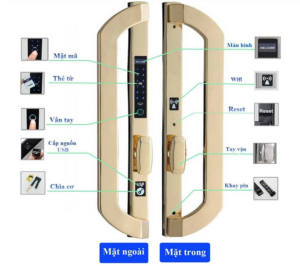 Top các mẫu khóa cửa mạ vàng được ưa chuộng nhất hiện nay Khoá điện tử cửa nhôm Hubert HB CNI8 EU Gold 24K, mô tả kỹ thuật, vân tay, thẻ từ, chìa cơ, chống nước IP68