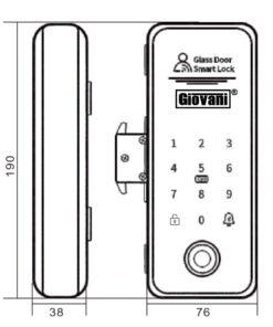 Hình ảnh kỹ thuật Khoá điện tử cửa kính Giovanni GSL-X271G