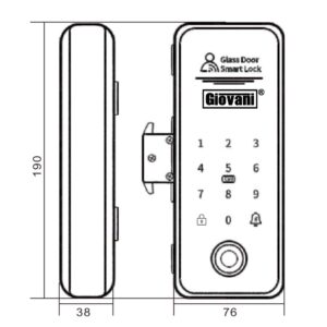 Hình ảnh kỹ thuật Khoá điện tử cửa kính Giovanni GSL-X271G