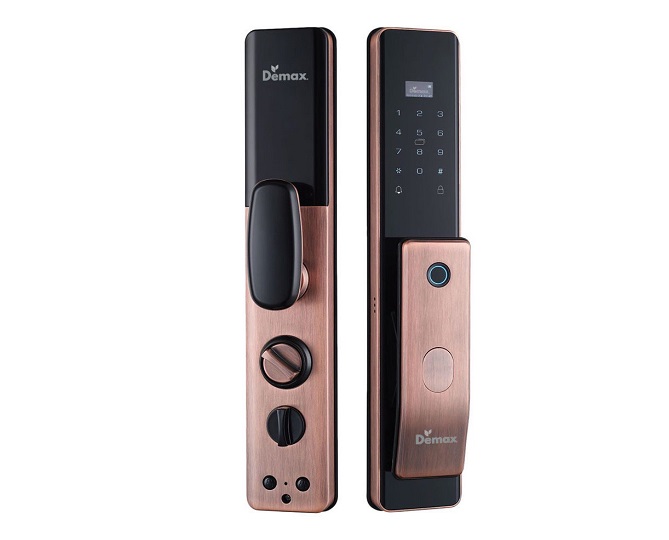 Khóa điện tử cửa gỗ DEMAX SL828 khoa nhan dien khuong mat face id demax SL828 ac