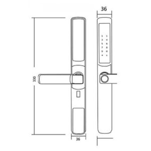 Khóa vân tay cửa nhôm tay gạt, chống nước Hyundai HY-SLS003