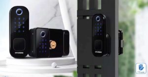 Top các mẫu khóa vân tay 2 chiều bán chạy nhất hiện nay Khóa điện tử cửa cổng chống nước, vân tay 2 chiều Hyundai HY-SLN002 Black