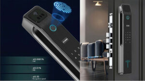 Ổ Khóa Vân Tay Cửa Gỗ Nào Phù Hợp Với Cửa Nhà Bạn? Khóa điện tử cửa gỗ tự động Hyundai HY-SLA808