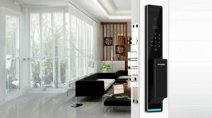 Kinh Nghiệm Chọn Ổ Khóa Cửa Gỗ 4 Cánh Phù Hợp Với Ngôi Nhà Bạn Khóa vân tay cửa gỗ tự động Hyundai HY-SLA909F Black Face ID