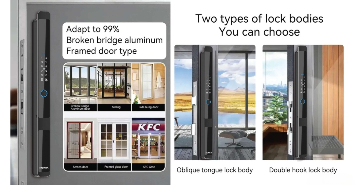 Khóa vân tay cửa nhôm Xingfa Hà Nội lắp đặt tại nhà, bền bỉ khoa dien tu cua nhom hyundai hysls005 black 2