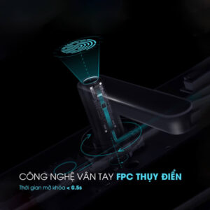 Khóa điện tử cửa nhôm Kassler KL-68 BL Công nghệ nhận diện vân tay FPC