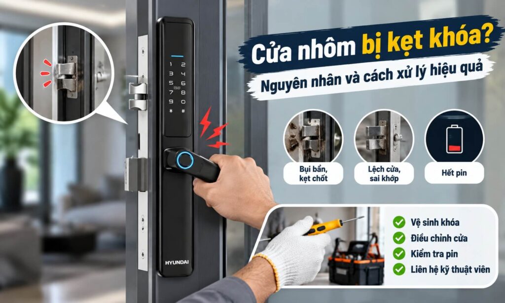 Cửa nhôm bị kẹt khóa? Nguyên nhân và cách xử lý hiệu quả