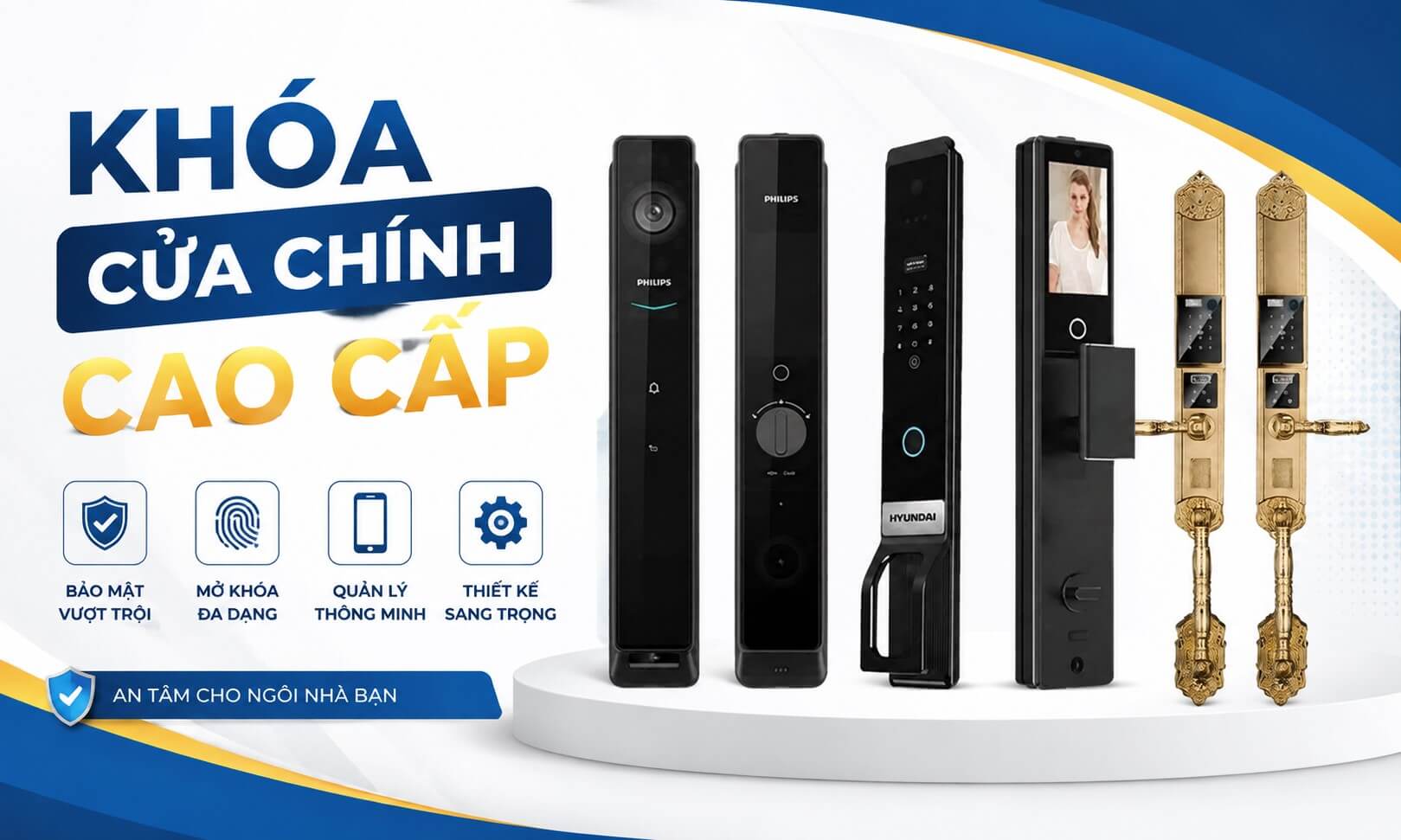 Khóa cửa chính cao cấp đẹp, chất lượng cao, lắp tận nơi