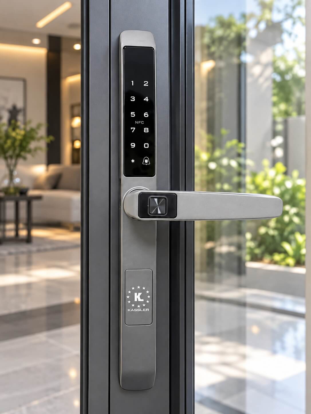 Lỗi Khoá vân tay cửa nhôm không nhận? Cách sửa nhanh tại nhà Hình ảnh Khóa cửa nhôm Kassler KL599TD Plus chống nước 2 mặt