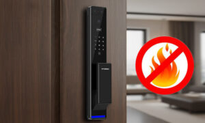 Khóa vân tay cửa gỗ chống cháy thông minh an toàn và bền bỉ nhất Khóa vân tay cửa gỗ chống cháy