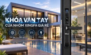 Khóa vân tay cửa nhôm Xingfa giá rẻ thiết kế thân mảnh cho đố hẹp