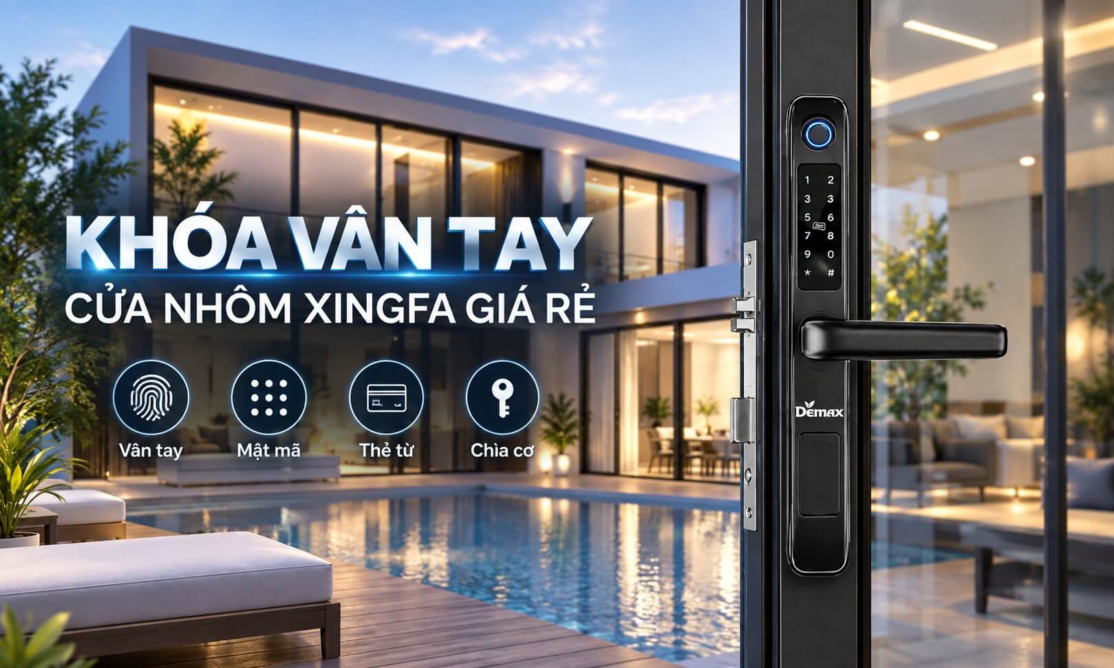 Tiêu Chuẩn Kỹ Thuật Khi Chọn Mua Khóa Cửa Nhôm Face ID Khóa vân tay cửa nhôm Xingfa giá rẻ thiết kế thân mảnh cho đố hẹp