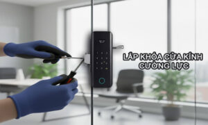 Lắp khóa cửa kính cường lực chuyên nghiệp báo giá tốt Lắp khóa cửa kính cường lực