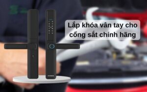 Lắp khóa vân tay cho cổng sắt chính hãng bảo hành 3 năm Lắp khóa vân tay cho cổng sắt