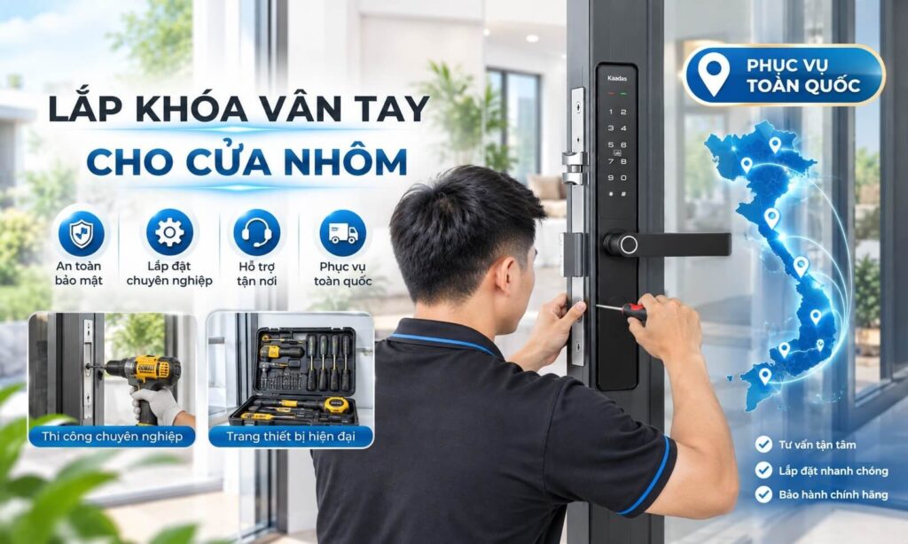 Cần lắp khóa vân tay cho cửa nhôm, xem ngay địa chỉ thi công uy tín