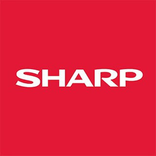 Logo Sharp nền đỏ