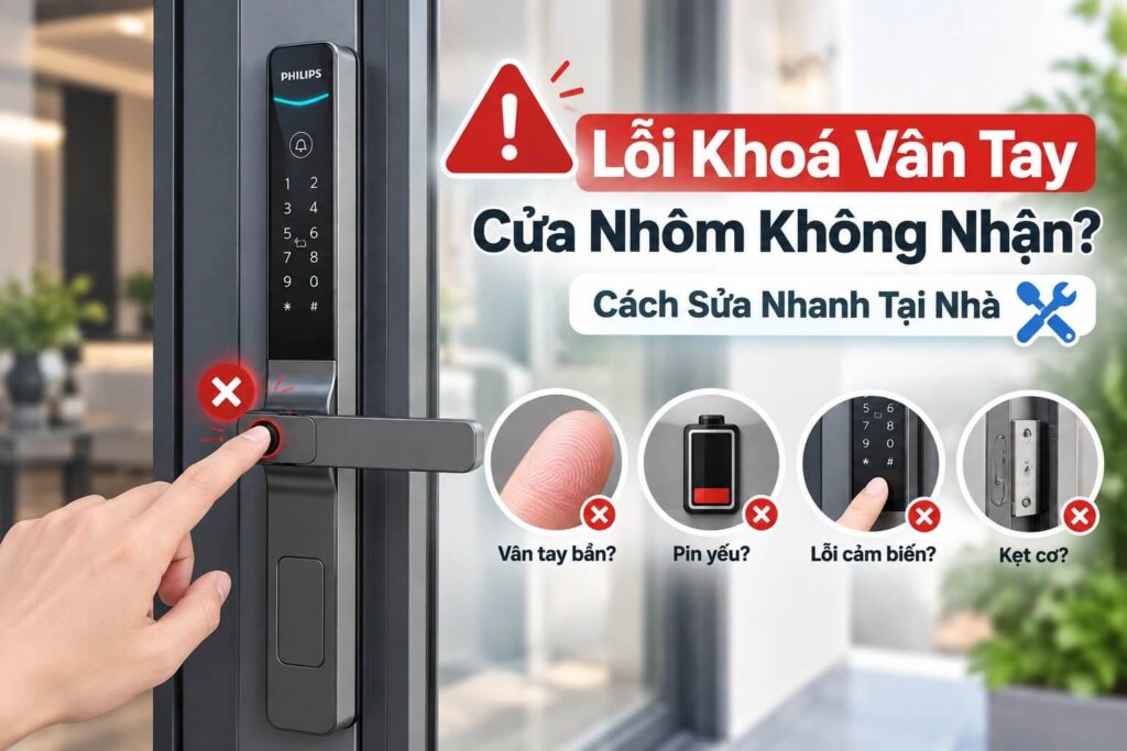 Lỗi Khoá vân tay cửa nhôm không nhận? Cách sửa nhanh tại nhà Lỗi Khoá vân tay cửa nhôm không nhận? Cách sửa nhanh tại nhà