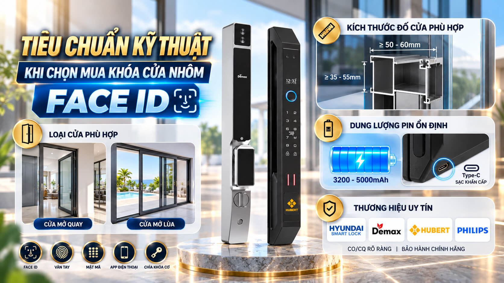 Tiêu Chuẩn Kỹ Thuật Khi Chọn Mua Khóa Cửa Nhôm Face ID Tiêu Chuẩn Kỹ Thuật Khi Chọn Mua Khóa Cửa Nhôm Face ID