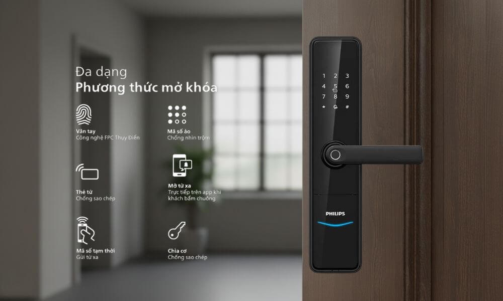 Bộ khóa cửa từ, khóa cửa bằng vân tay chính hãng, lắp đặt tận nơi