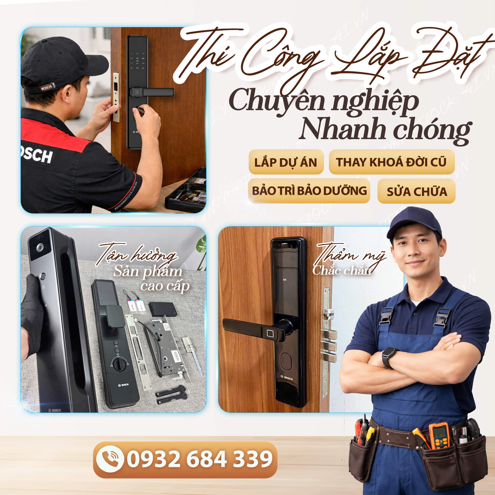 Dịch vụ sửa chữa lắp đặt khóa cửa vân tay Quận 4 HCM Uy Tín thi cong lap dat khoa dien tu chuyen nghiep ky thuat vien lap khoa cua go