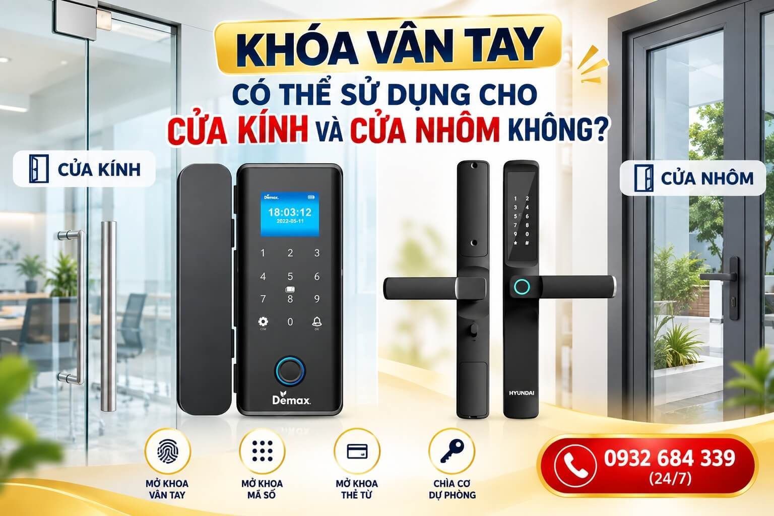 Khóa vân tay có thể sử dụng cho cửa kính và cửa nhôm không