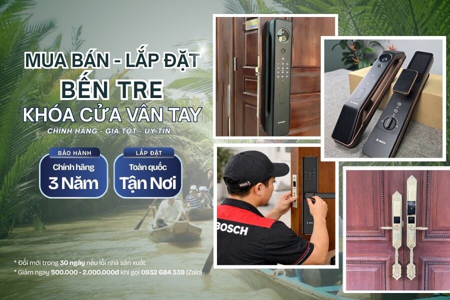 Mua bán Lắp đặt khóa cửa vân tay điện tử Bến Tre chính hãng, giá rẻ