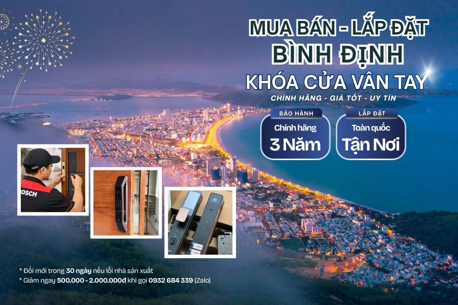 Mua bán Lắp đặt khóa cửa vân tay điện tử Bình Định chính hãng, giá rẻ