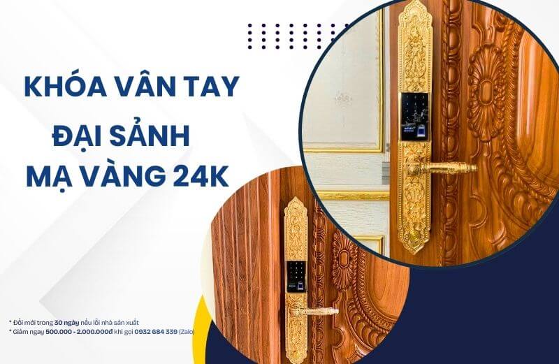 Top khóa vân tay đại sảnh mạ vàng 24K cao cấp sang trọng