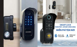Khóa cổng vân tay ngoài trời chống nước Hyundai và Hubert lắp đặt tại HCM