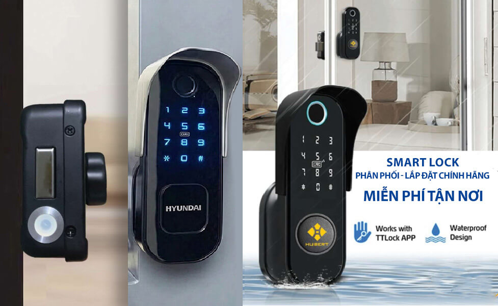 Khóa cổng vân tay ngoài trời chống nước Hyundai và Hubert lắp đặt tại HCM