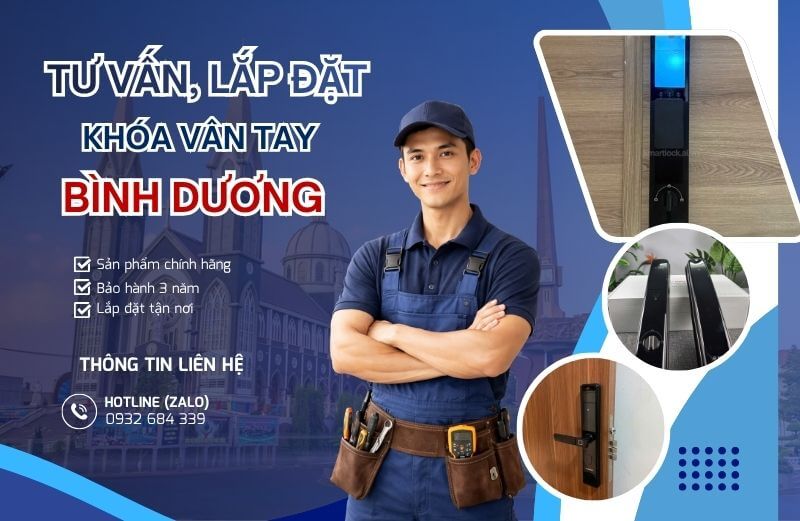Nhận thi công khóa cửa vân tay Bình Dương tận nơi, lắp đặt 0đ