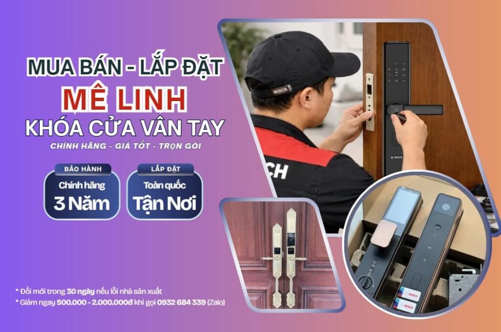 Lắp khóa thẻ từ, khóa cửa vân tay điện tử Mê Linh gần nhất Khóa cửa vân tay điện tử Mê Linh lắp đặt tận nơi chính hãng