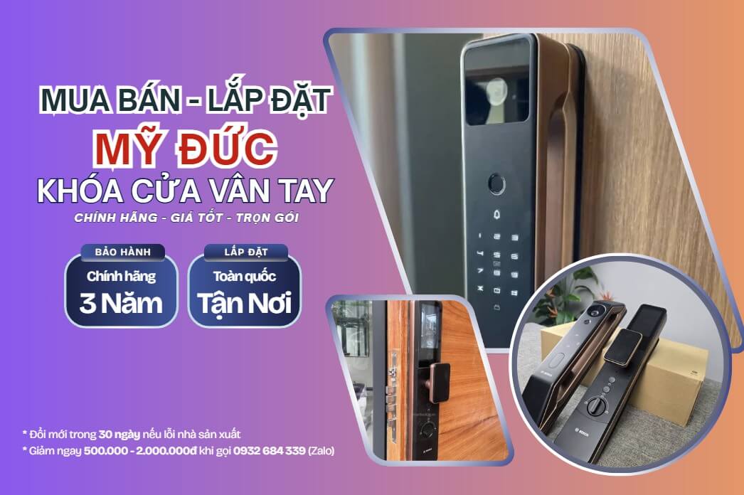 Khóa cửa vân tay điện tử Mỹ Đức tại Hà Nội uy tín hiện nay Khóa cửa vân tay điện tử Mỹ Đức lắp đặt tận nơi chính hãng