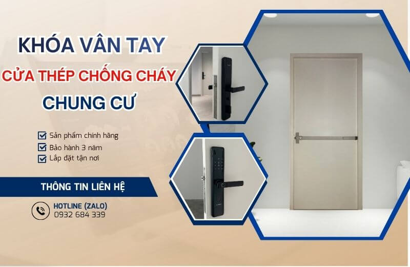 Khóa vân tay cửa thép chống cháy cho chung cư