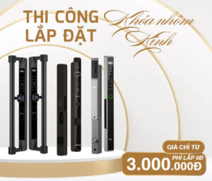 Thi công lắp đặt khóa vân tay cửa nhôm kính