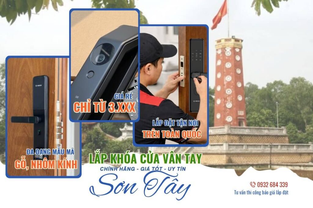 Khóa cửa vân tay điện tử Sơn Tây lắp đặt tận nơi chính hãng