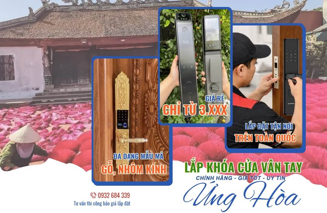 Công ty Thi công lắp khóa cửa vân tay điện tử Ứng Hòa Khóa cửa vân tay điện tử Ứng Hòa lắp đặt tận nơi chính hãng