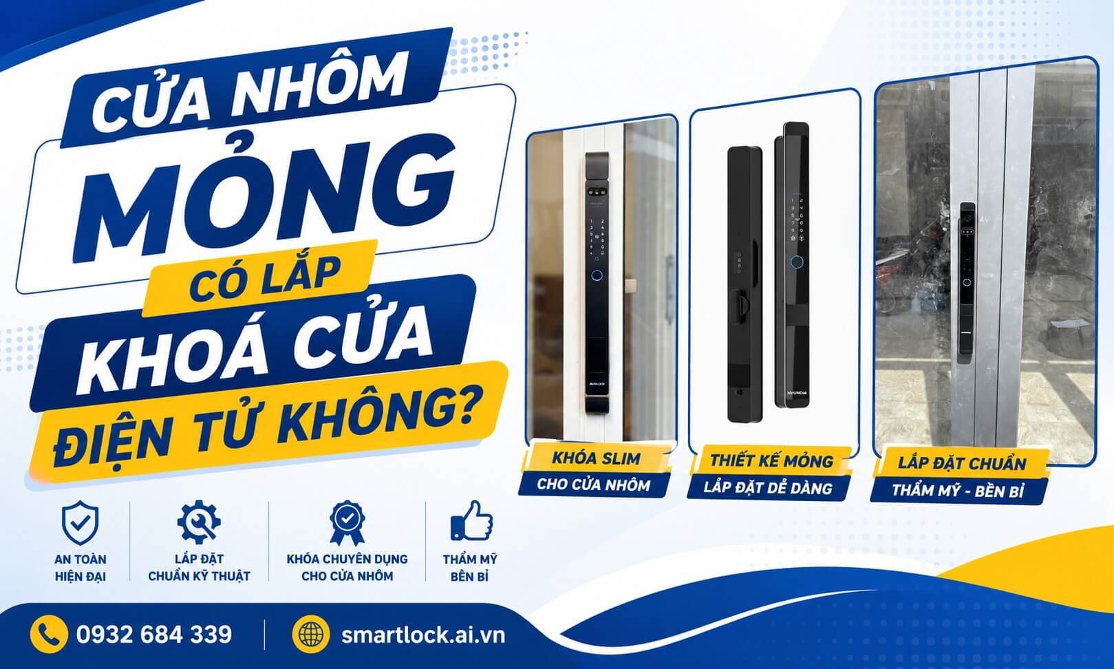 Cửa nhôm mỏng có lắp khoá cửa điện tử không Cửa nhôm mỏng có lắp khoá cửa điện tử không