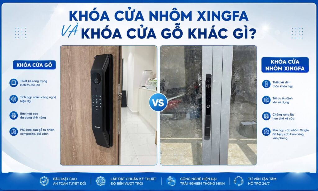 Khóa cửa nhôm xingfa và khóa cửa gỗ khác gì