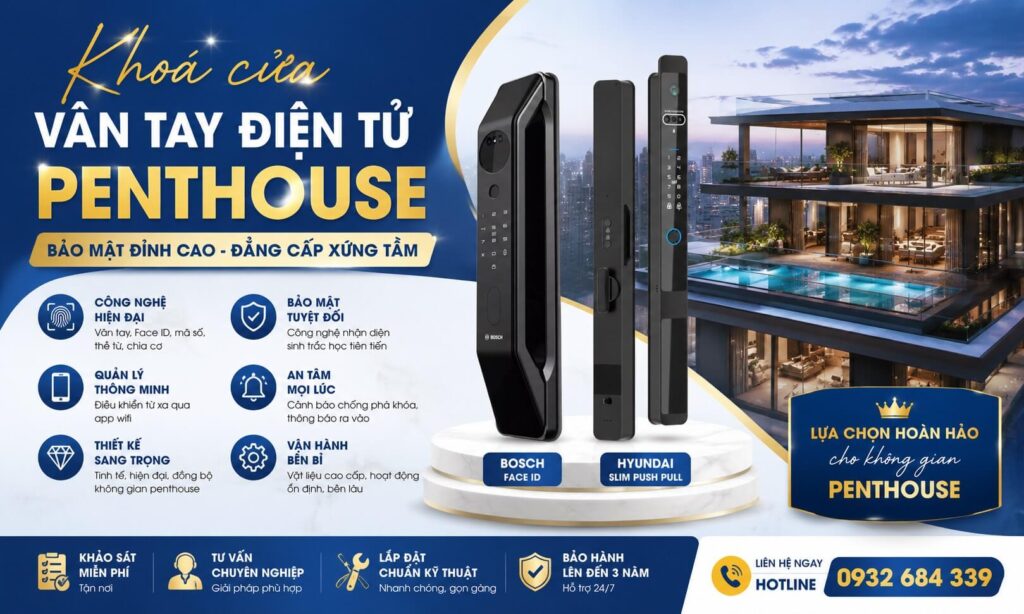 Khoá cửa vân tay điện tử penthouse cao cấp hiện đại Khoá cửa vân tay điện tử penthouse cao cấp hiện đại
