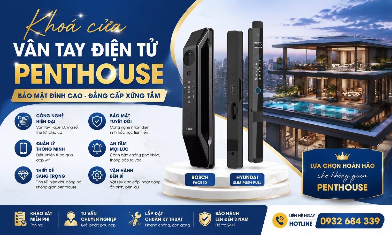 Khoá cửa vân tay điện tử penthouse cao cấp hiện đại