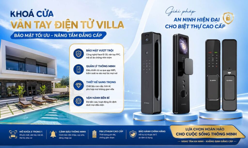 Khoá cửa vân tay điện tử Villa hiện đại, giá tốt