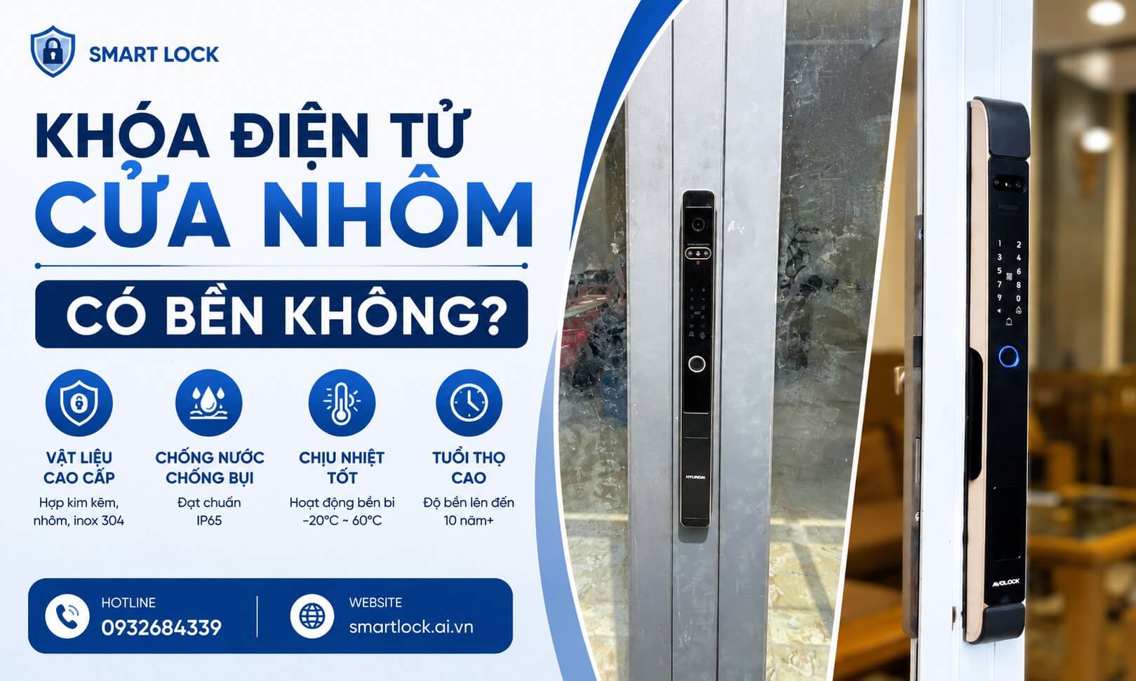 Khóa điện tử cửa nhôm có bền không, gợi ý địa chỉ mua uy tín