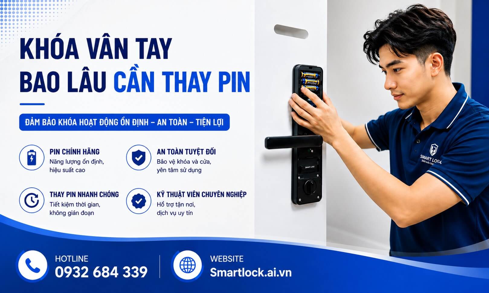Khóa vân tay bao lâu cần thay pin, dịch vụ thay pin tận nơi Khóa vân tay bao lâu cần thay pin, dịch vụ thay pin tận nơi
