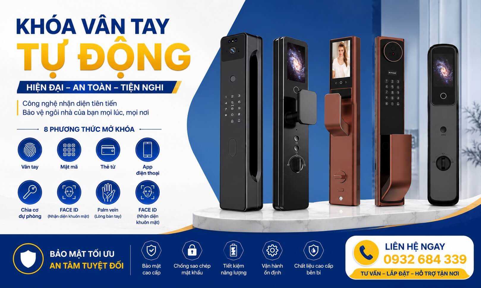 Khoá vân tay tự động cho chung cư, căn hộ, nhà phố, biệt thự