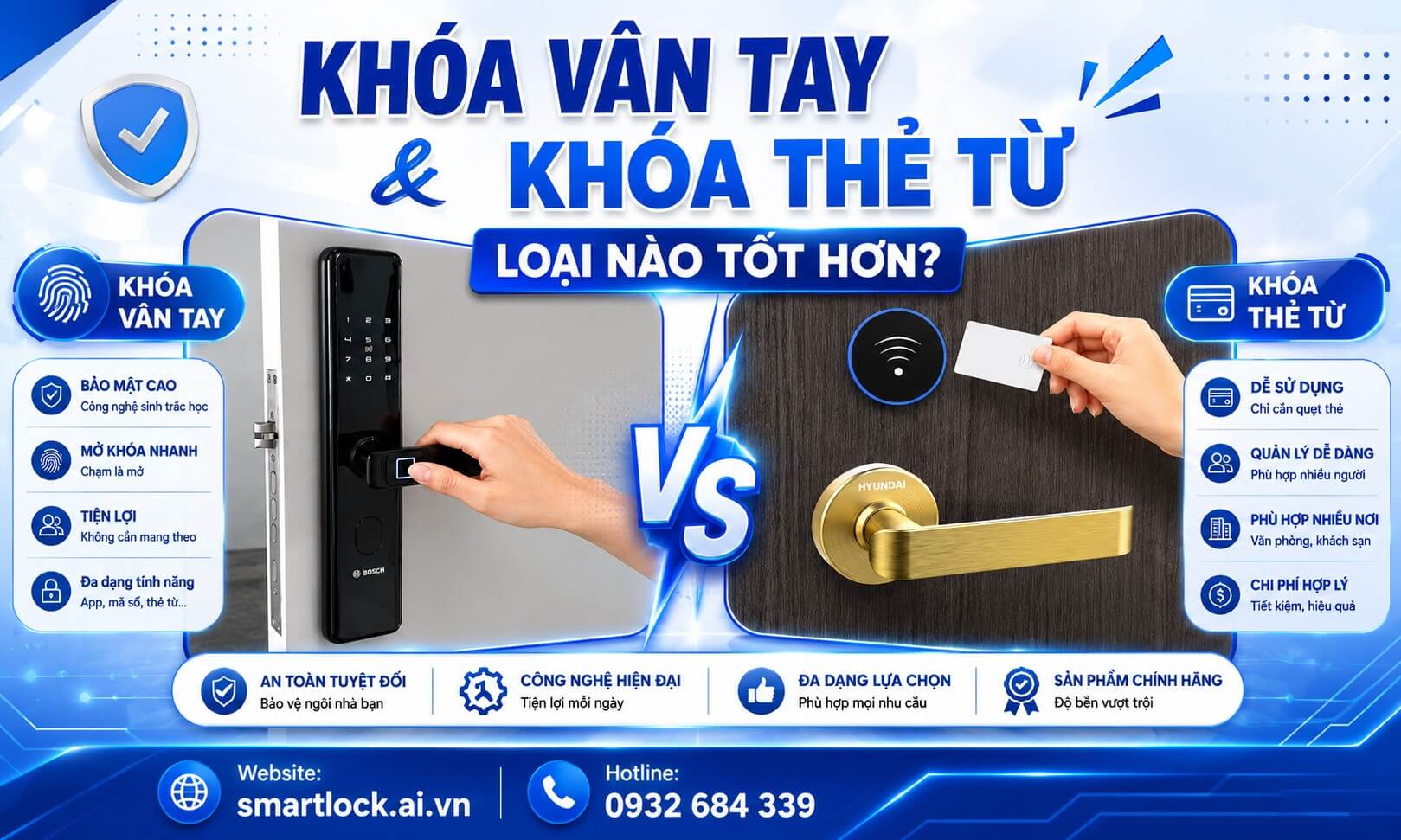 Khóa vân tay và khóa thẻ từ loại nào tốt hơn, kinh nghiệm chọn loại phù hợp Khóa vân tay và khóa thẻ từ loại nào tốt hơn, kinh nghiệm chọn khóa