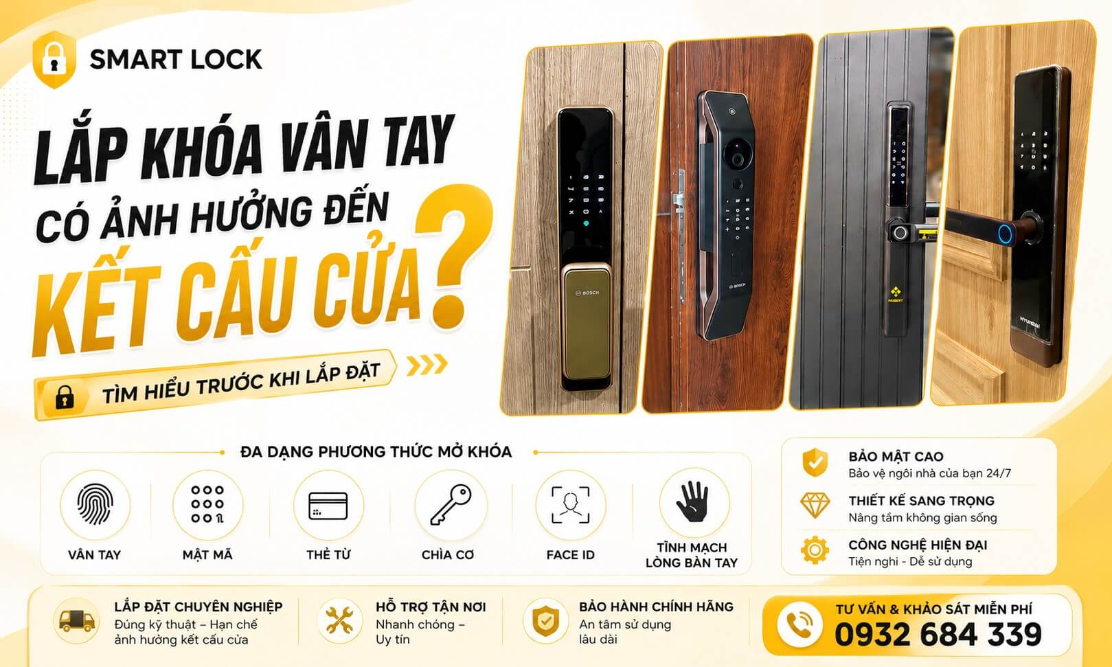 Lắp khóa vân tay có ảnh hưởng đến kết cấu cửa không Lắp khóa vân tay có ảnh hưởng đến kết cấu cửa không